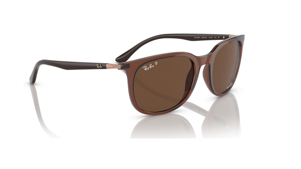 Ray-Ban RB4386F Sunglasses, Transparent Brown Frame, Polarized Brown Lens, Asian Fit, 55, RB4386F-6652AN-55
