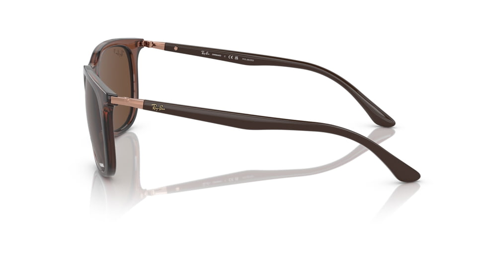 Ray-Ban RB4386F Sunglasses, Transparent Brown Frame, Polarized Brown Lens, Asian Fit, 55, RB4386F-6652AN-55