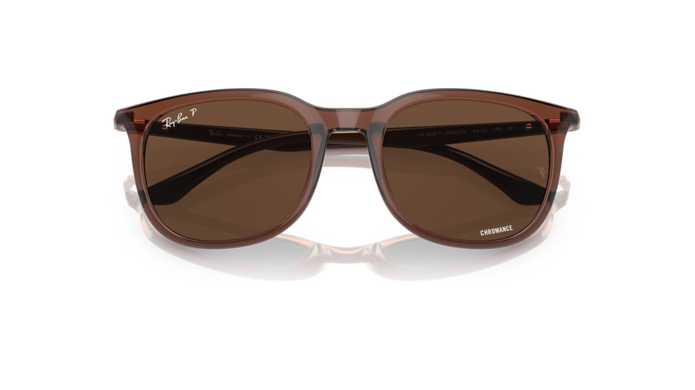 Ray-Ban RB4386F Sunglasses, Transparent Brown Frame, Polarized Brown Lens, Asian Fit, 55, RB4386F-6652AN-55