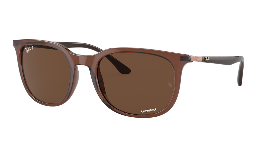 Ray-Ban RB4386F Sunglasses, Transparent Brown Frame, Polarized Brown Lens, Asian Fit, 55, RB4386F-6652AN-55