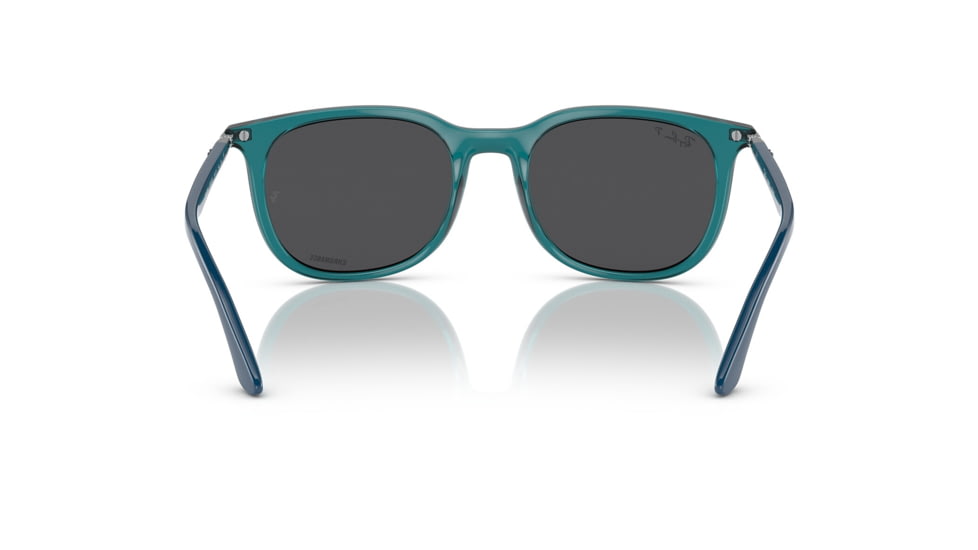 Ray-Ban RB4386F Sunglasses, Transparent Turquoise Frame, Polarized Dark Grey Lens, Asian Fit, 55, RB4386F-6651K8-55