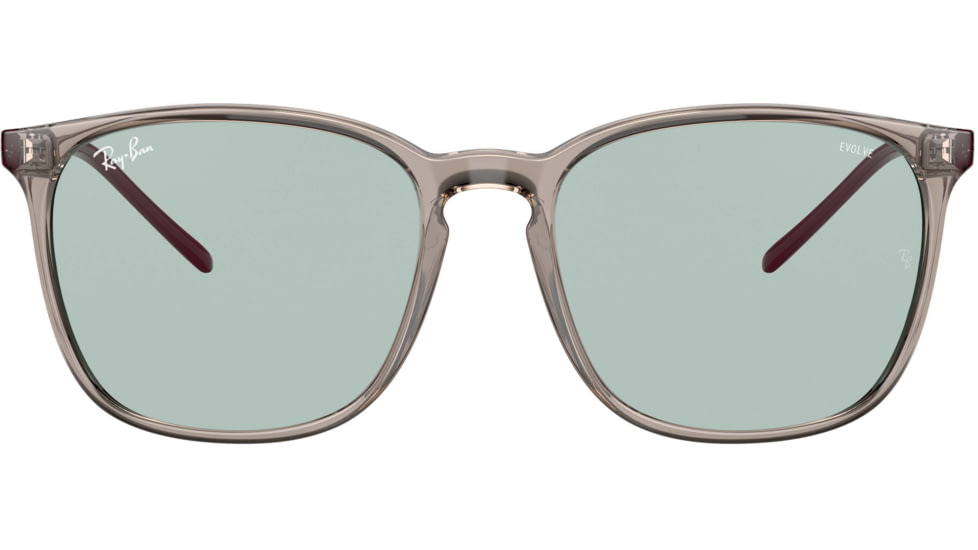 Ray-Ban RB4387 Sunglasses, Evolve Photo Green to Blue Lenses, Transparent Grey, 56, RB4387-6572Q5-56