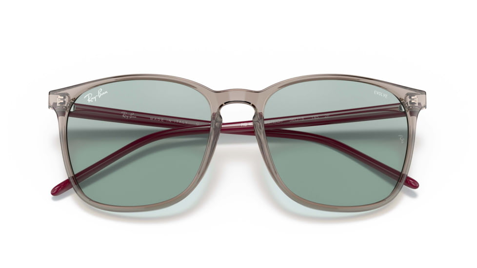 Ray-Ban RB4387 Sunglasses, Evolve Photo Green to Blue Lenses, Transparent Grey, 56, RB4387-6572Q5-56
