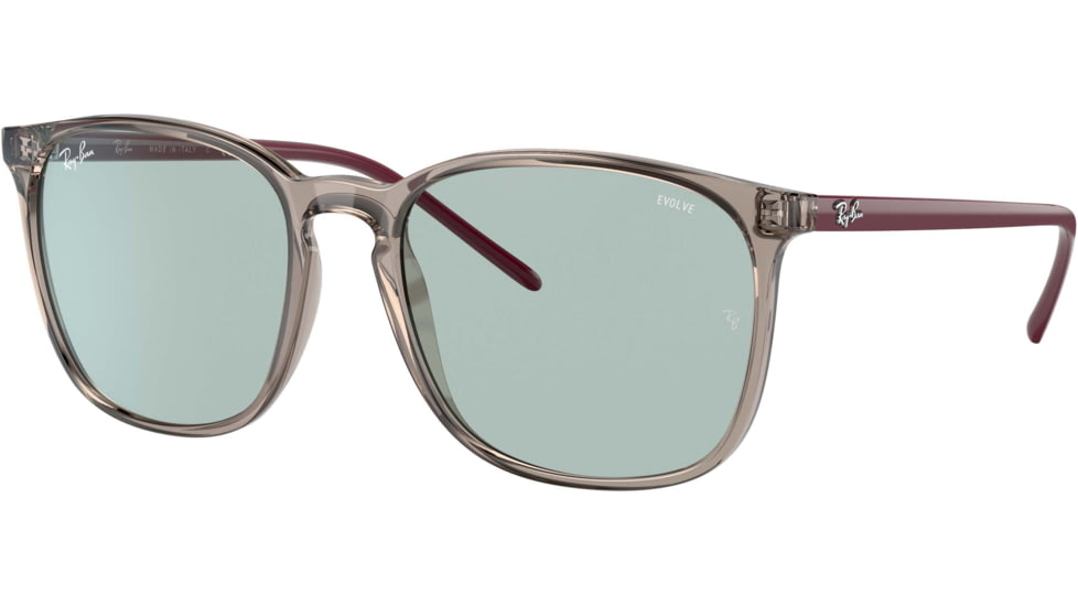 Ray-Ban RB4387 Sunglasses, Evolve Photo Green to Blue Lenses, Transparent Grey, 56, RB4387-6572Q5-56