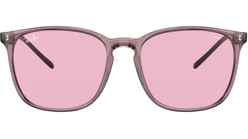 Ray-Ban RB4387 Sunglasses, Evolve Photo Pink to Blue Lenses, Transparent Violet, 56, RB4387-6574Q3-56