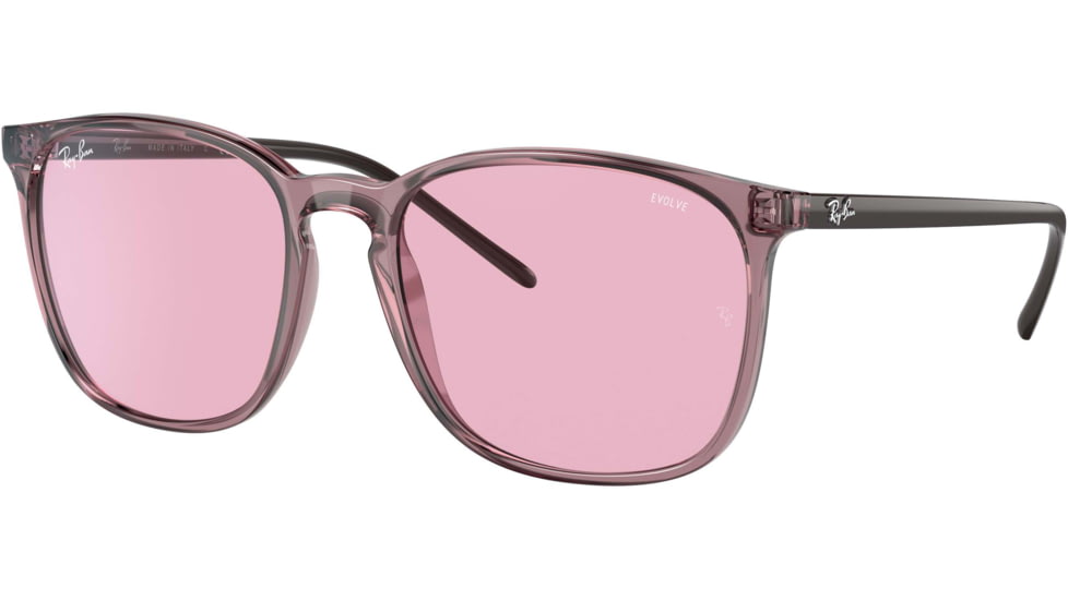 Ray-Ban RB4387 Sunglasses, Evolve Photo Pink to Blue Lenses, Transparent Violet, 56, RB4387-6574Q3-56
