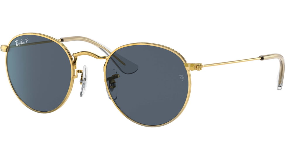 Ray-Ban RJ9547S Round Sunglasses - Kid's, Polarized, Legend Gold, Polar Dark Blue, 44, RJ9547S-286-2V-44