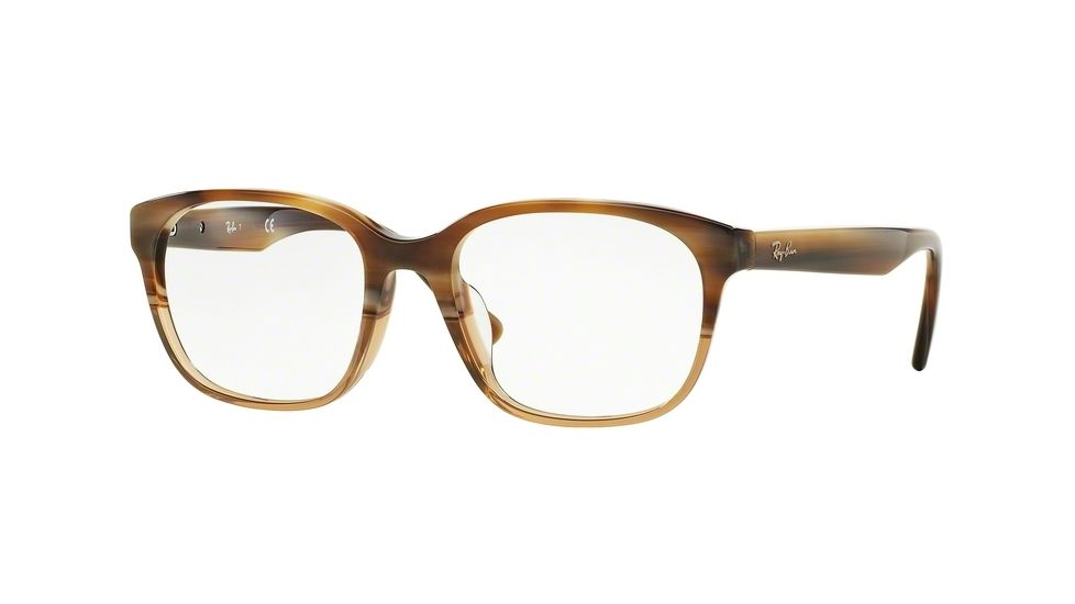 Ray-Ban RX5340F Eyeglass Frames 5542-53 - Brown Horn Grad Trasp Beige Frame