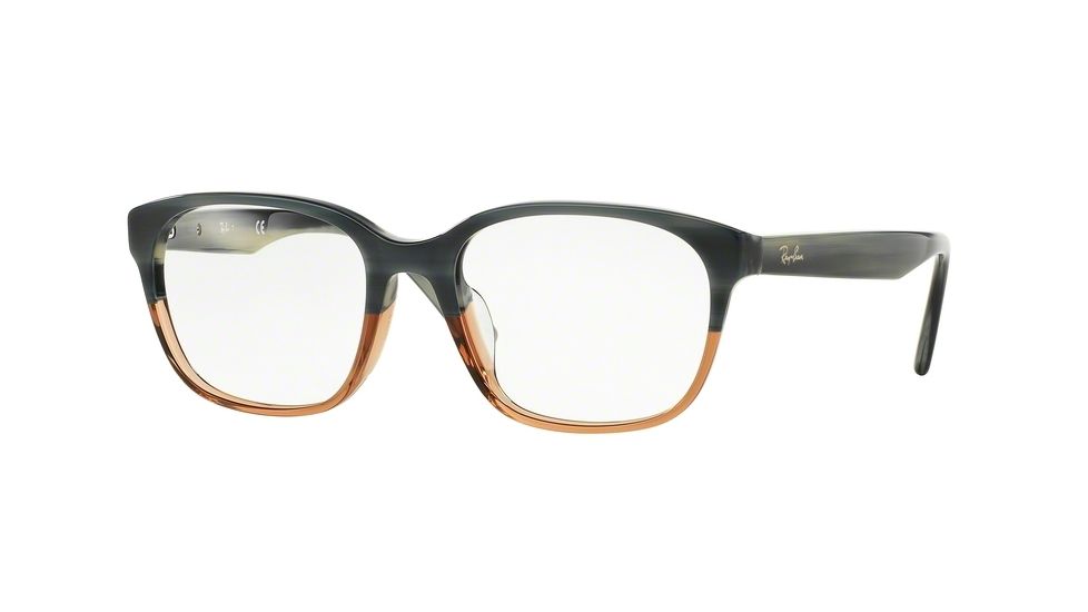 Ray-Ban RX5340F Eyeglass Frames 5543-53 - Blue Horn Grad Trasp Brown Frame