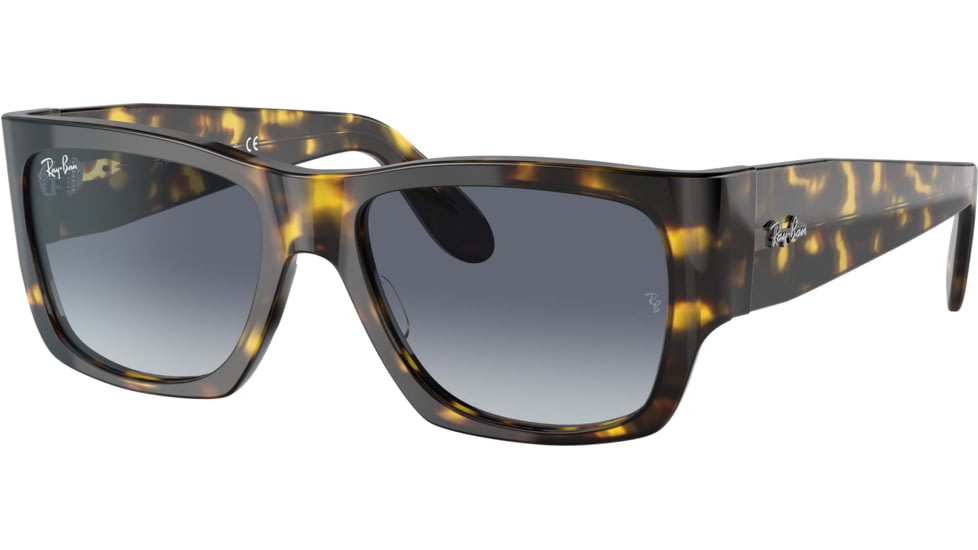 Ray-Ban Wayfarer Nomad RB2187 Sunglasses, Light Blue Gradient Grey Lenses, Yellow Havana, 54, RB2187-133286-54