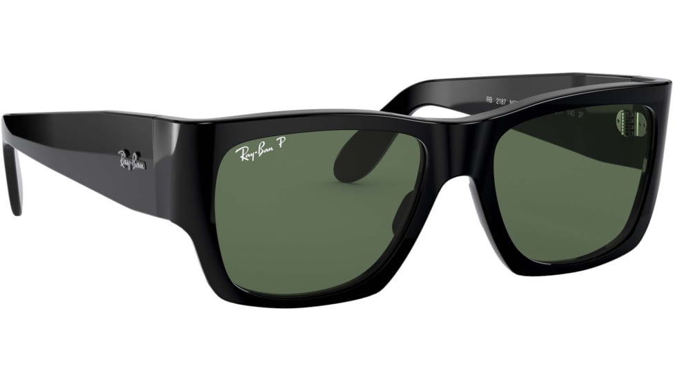 Ray-Ban Wayfarer Nomad RB2187 Sunglasses Polarized, Black, G-15 Green, 54, RB2187-901-58-54