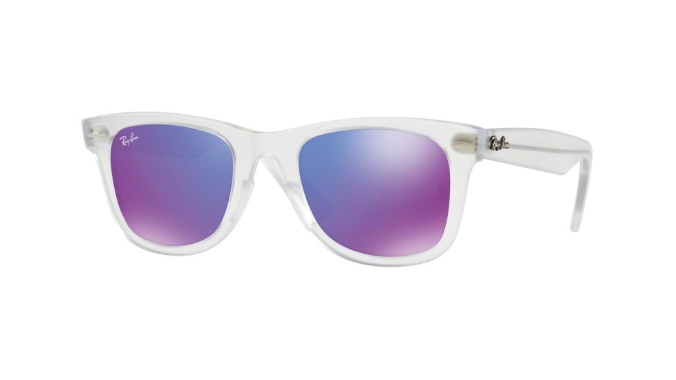 Ray-Ban WAYFARER RB4340 Sunglasses 646/1M-50 - Matte Trasparent Frame, Grey Mirror Purple Lenses