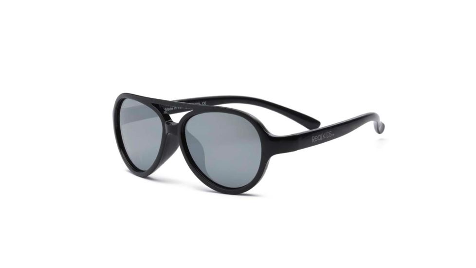 Real Kids Shades Black Aviator Flex Fit Frame with Silver Mirror Lens 2+, Unisex 2SKYBLK