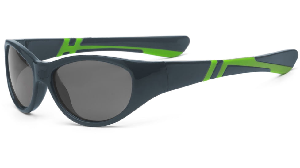 Real Kids Shades Boy's Unbreakable Sunglasses, Graphite/Lime Frame with Polarized Smoke Lens, Youth 7DISGRLMP2