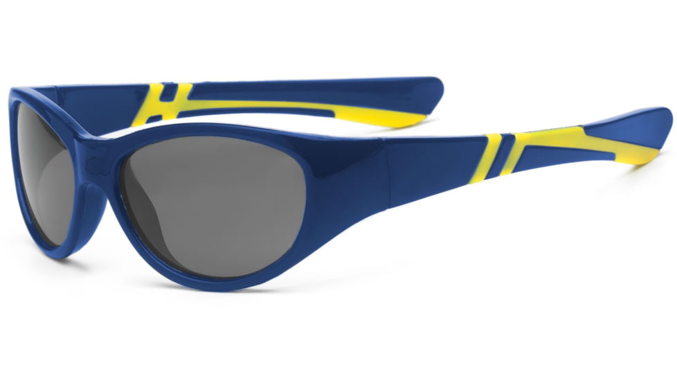 Real Kids Shades Boy's Unbreakable Sunglasses, Navy/Yellow Frame with Polarized Smoke Lens, Kid 4DISNVYLP2