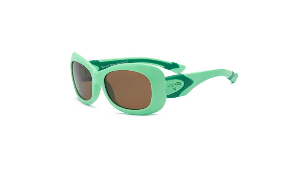 Real Kids Shades Girl's Unbreakable Breeze Sunglasses, Light Green/Grass Green Frame with Polarized Brown, Kid 4BRELGGGP2
