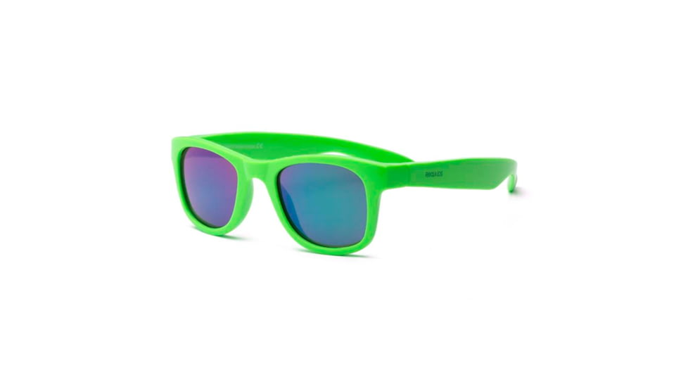 Real Kids Shades Neon Green Square Flex Fit Frame with Green Mirror Lens 4+, Unisex 4SURNGR