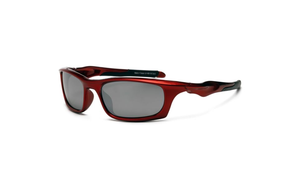 Real Kids Shades Storm Sunglasses, Red Frame with Silver Mirror Lens, Young Adult 10STORED