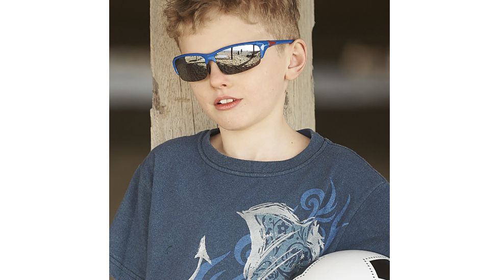 Real Kids Shades White/Navy Blade Frame Polycarbonate with Silver Mirror Lens 10+, Unisex 10BLDWHNV