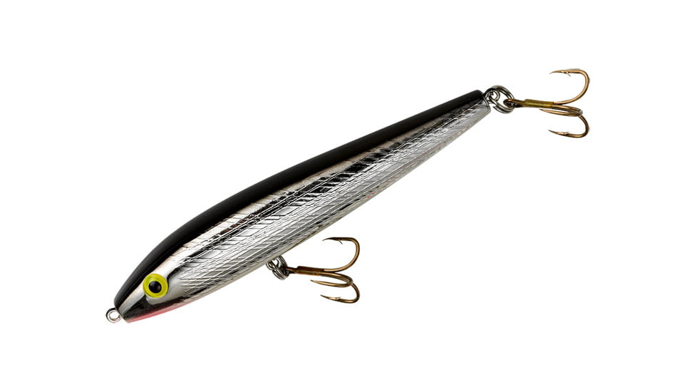 Rebel Lures Rebel Jumpin Minnow Topwater Bait, 3 1/2in, 3/8 oz, Floating, Silver/Black, T1001