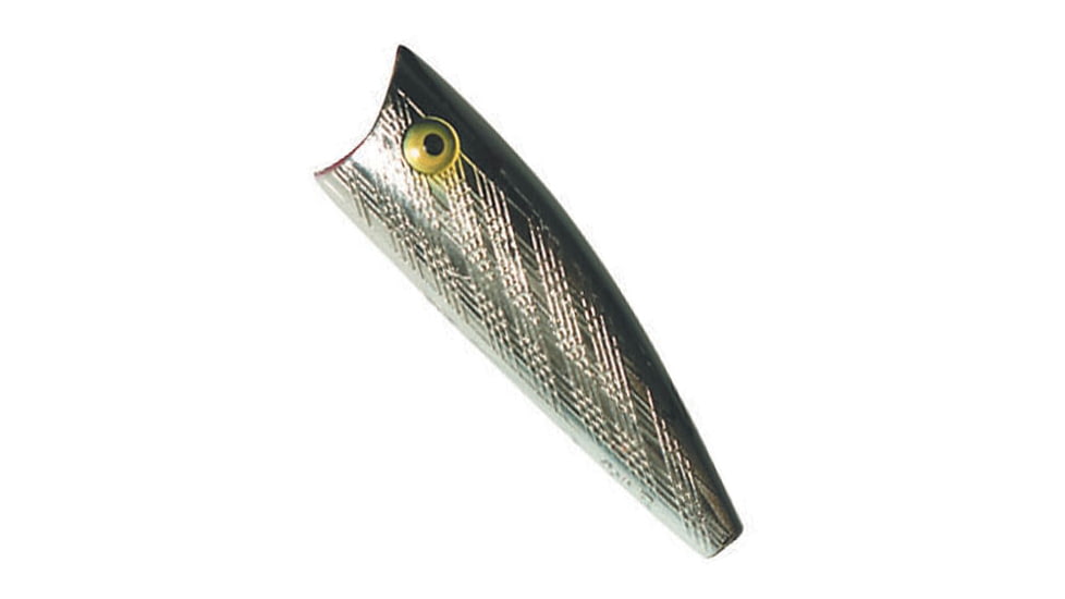 Rebel Lures Rebel Magnum Pop-R Topwater Bait, 3in, 1/2 oz, Floating, Silver/Black, P6501