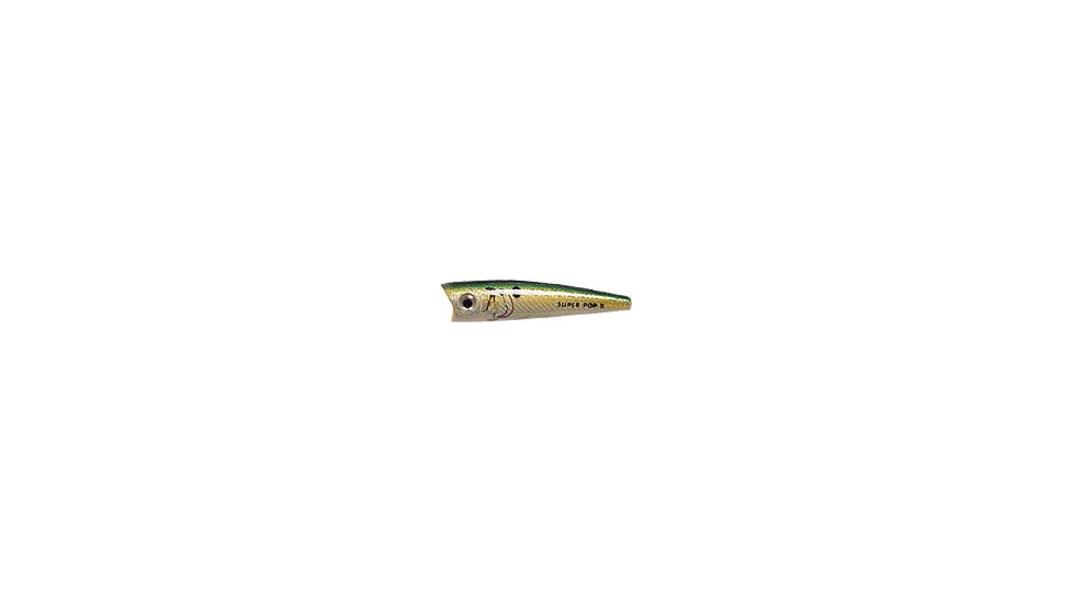 Rebel Lures Rebel Super Pop-R Topwater Bait, 3 1/8in, 5/16oz, Floating, Sun Perch, P66ZGS-R