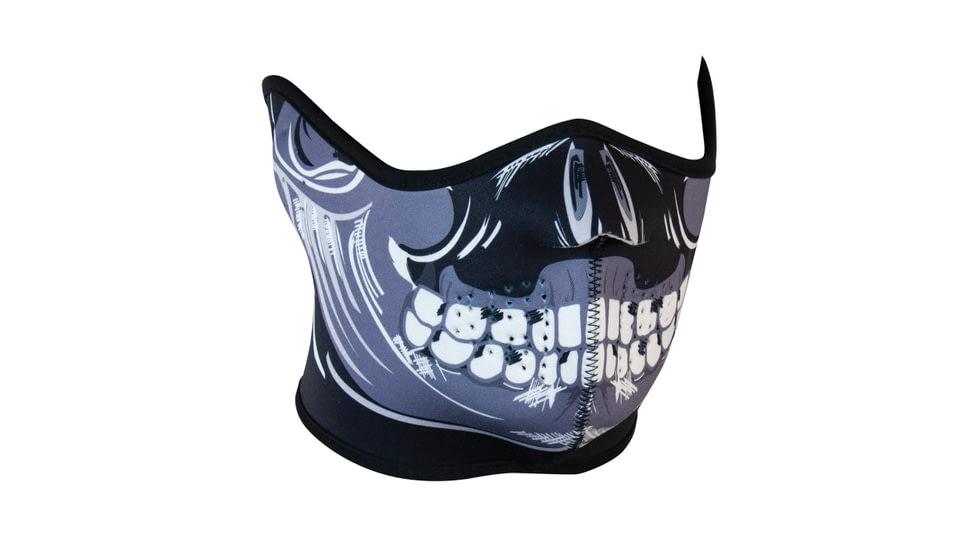 Red Rock Outdoor Gear Neoprene Half-Face Mask, Gray/Black Skull, 70-2005-09