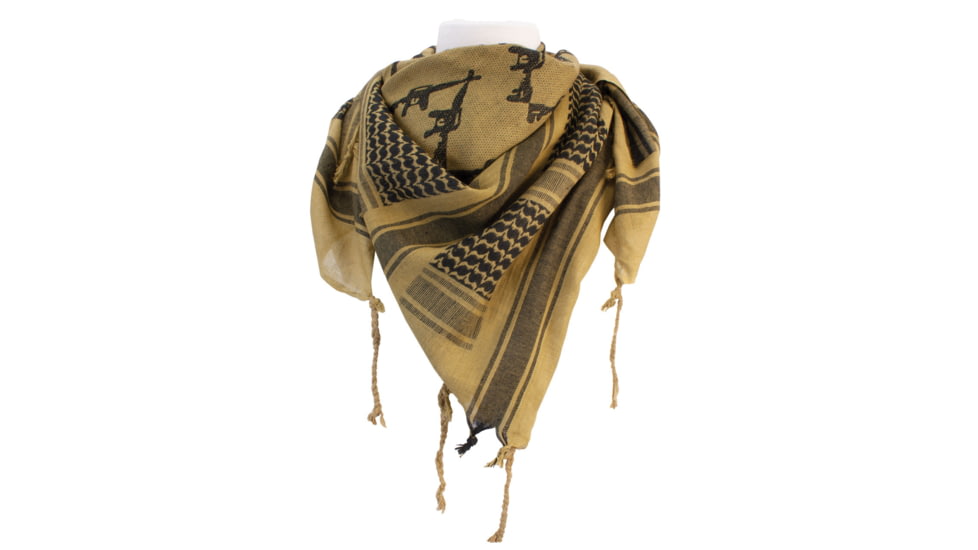 Red Rock Outdoor Gear Shemagh Head Wrap, Crossed Rifles Khaki/Black, 70-39