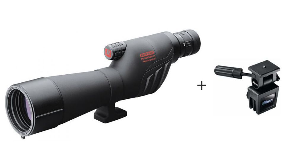Redfield Rampage 20-60x60mm Straight Spotting Scope Kit 67600 w/ Nikon Window Mount, Black 7070