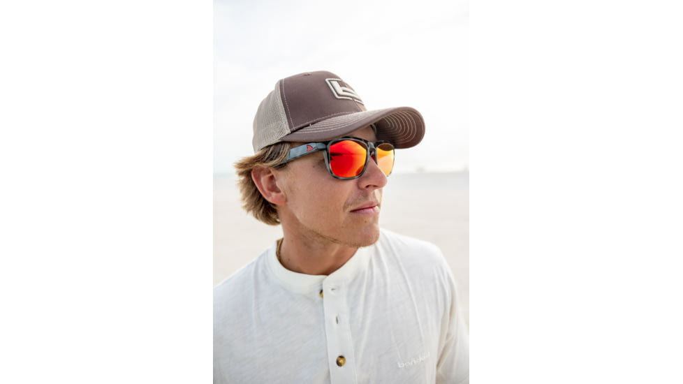 Redfin Polarized Tybee Sunglasses, Black Tortoise Frame, Hull Red Polarized Lens, One Size, 1105