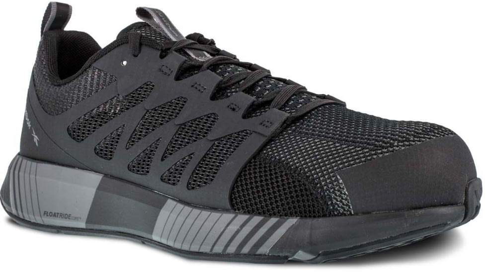 Reebok Fusion Flexweave Athletic Work Shoes w/Composite Toe - Mens, Black/Gray, 3 US, Wide, RB4310-W-030