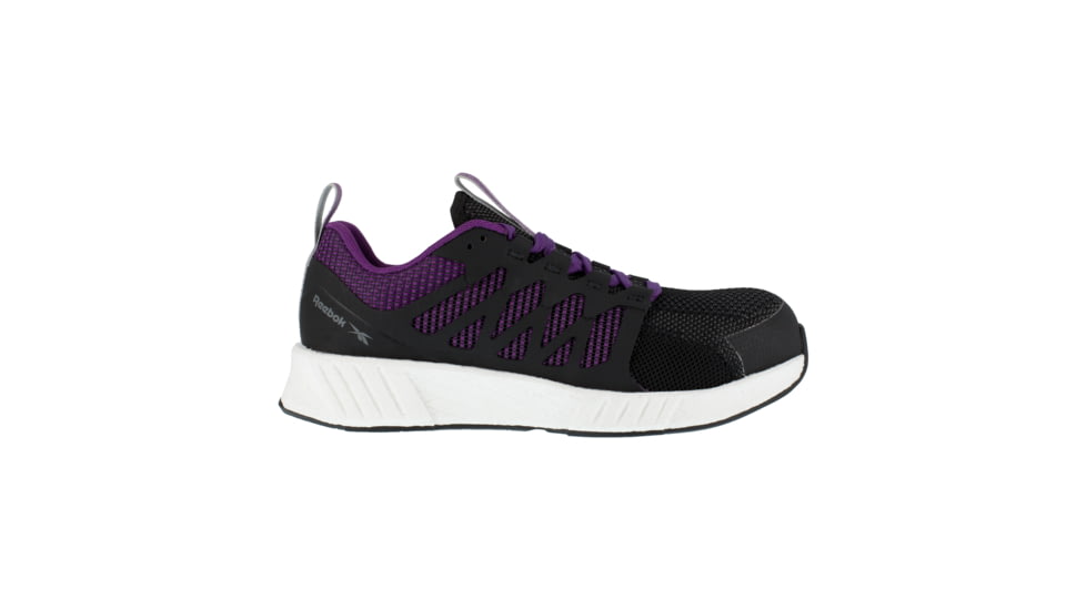 Reebok Fusion Flexweave Athletic Work Shoe - Womens, Wide, Black/Purple, 8, 690774487970