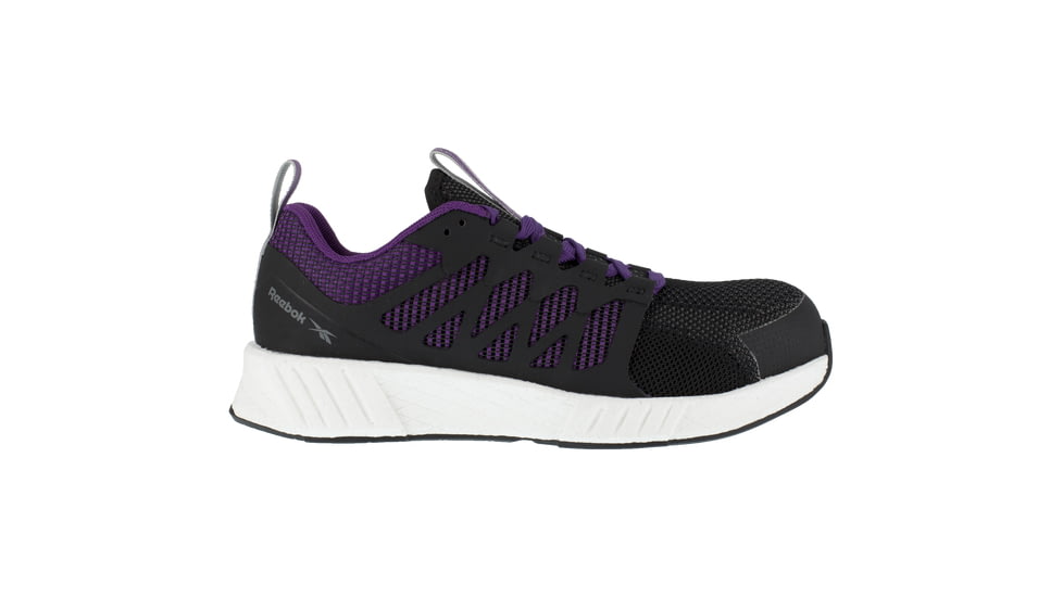 Reebok Fusion Flexweave Athletic Work Shoe - Womens, Wide, Black/Purple, 8, 690774487970