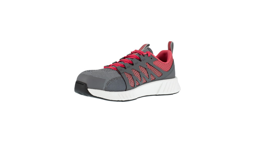 Reebok Fusion Flexweave Athletic Work Shoe - Womens, Medium, Grey/Red, 8.5, 690774487338