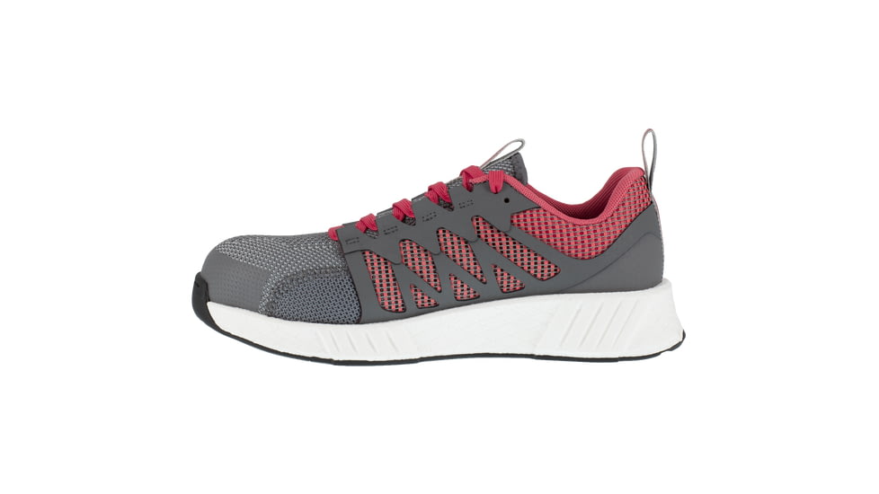 Reebok Fusion Flexweave Athletic Work Shoe - Womens, Medium, Grey/Red, 8.5, 690774487338
