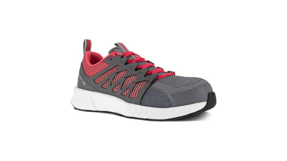 Reebok Fusion Flexweave Athletic Work Shoe - Womens, Medium, Grey/Red, 8.5, 690774487338