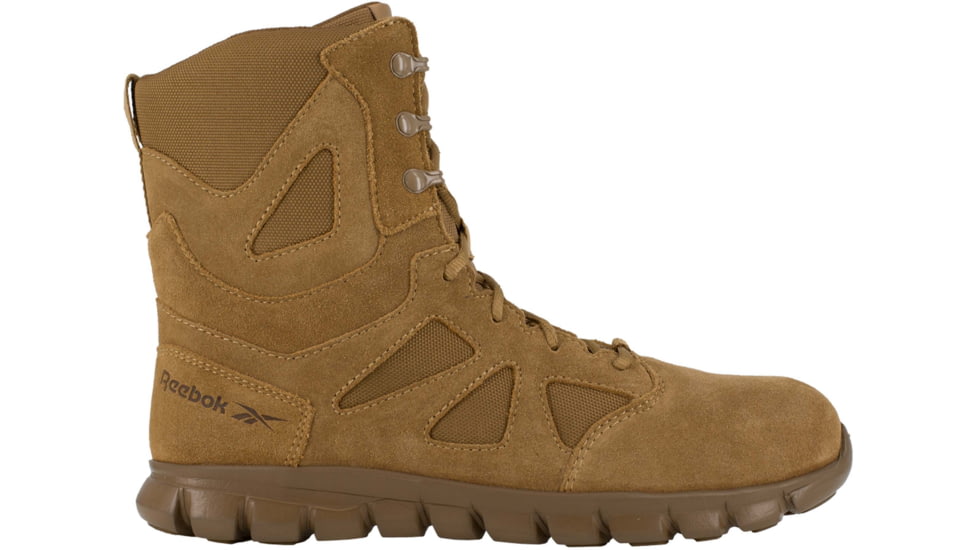 Reebok Sublite Cushion Tactical Boot 8 inch Tactical Boot with Side Zipper - Mens, Medium, Coyote, 5, 690774477049