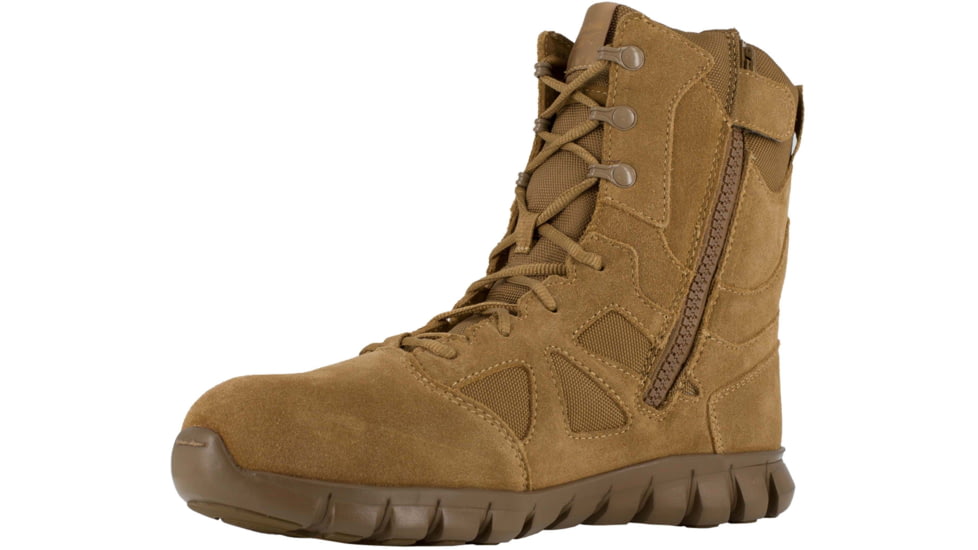 Reebok Sublite Cushion Tactical Boot 8 inch Tactical Boot with Side Zipper - Mens, Medium, Coyote, 5, 690774477049