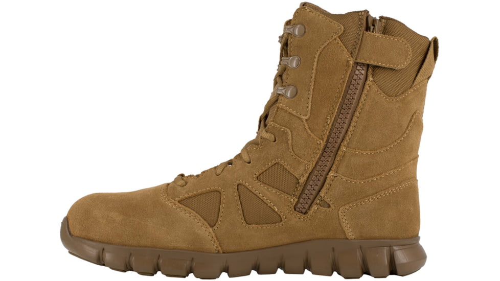 Reebok Sublite Cushion Tactical Boot 8 inch Tactical Boot with Side Zipper - Mens, Medium, Coyote, 5, 690774477049