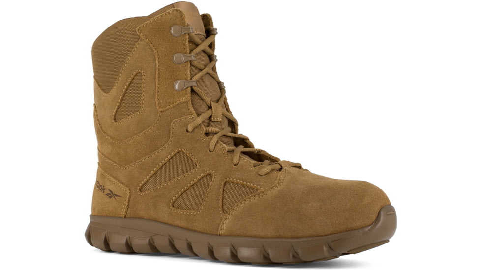 Reebok Sublite Cushion Tactical Boot 8 inch Tactical Boot with Side Zipper - Mens, Medium, Coyote, 5, 690774477049