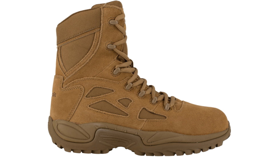 Reebok Womens Rapid Response RB Stealth 8in Boots w/Side Zipper, Coyote, 6.5, RB885-COYOTE-6.5-Womens-W