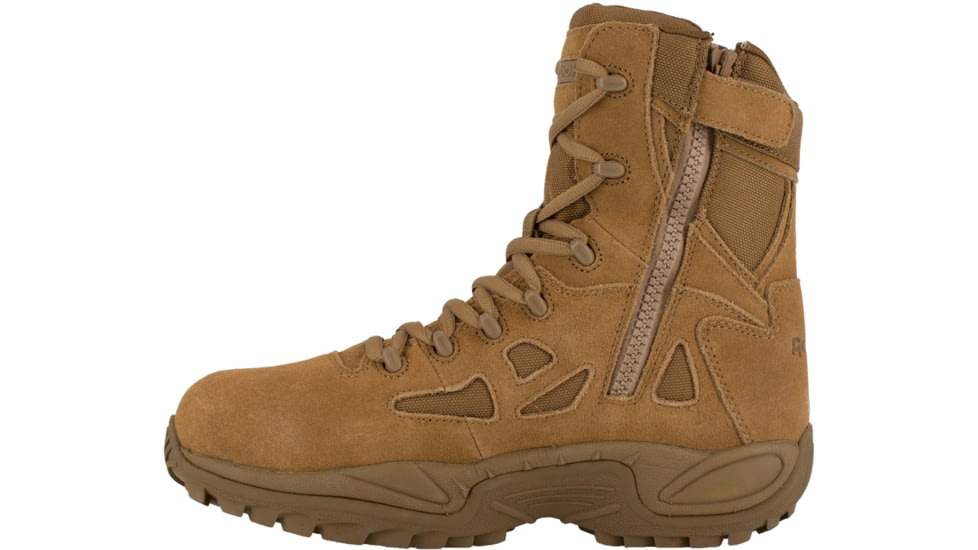 Reebok Womens Rapid Response RB Stealth 8in Boots w/Side Zipper, Coyote, 6.5, RB885-COYOTE-6.5-Womens-W