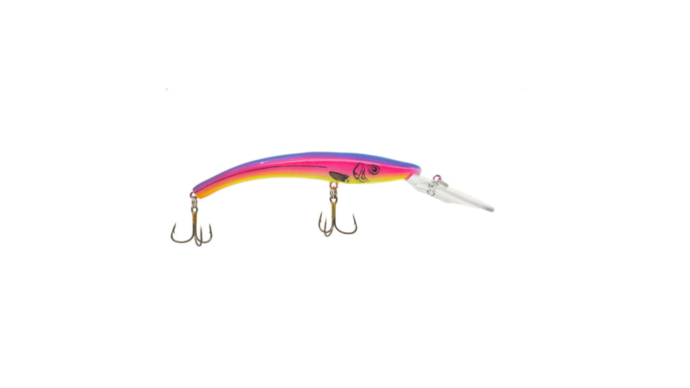 Reef Runner Deep Diver 800 Rattling Minnow, 28ft Diving Depth 6 3/16in, 5/8oz, Floating, Bubble Gum, Superman, 80014