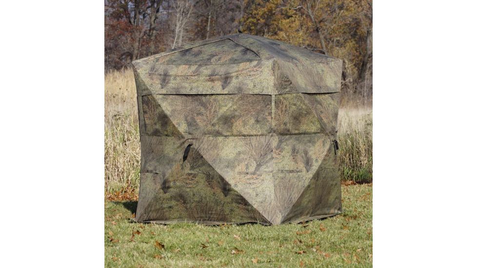 Rhino Blinds Mossy Oak Brush Ground Blind, Camo, 77in x 77in Hub to Hub MOB-103