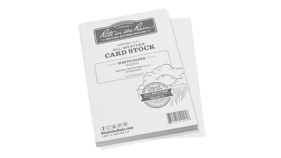 Rite in the Rain All-weather Card Stock Paper 5 X 7, 80 White Sheets, 100 Paper - HW57