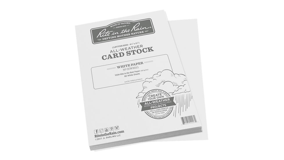 Rite in the Rain All-weather Card Stock Paper 8.5 X 11, 80 White Sheets, 100 Paper - HW8511