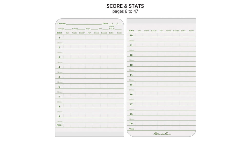 Rite in the Rain Golf Notebook, Green Field-Flex Cover, 4