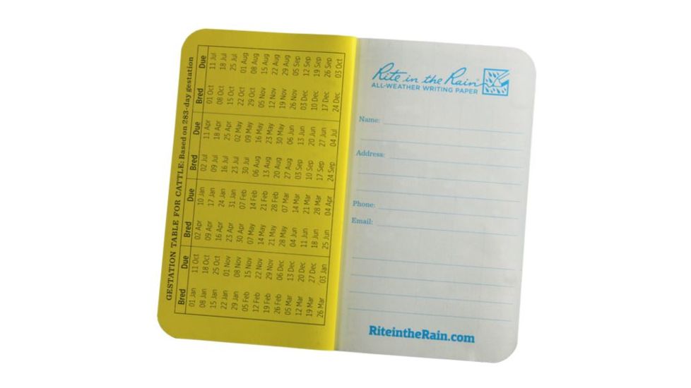 Rite in the Rain Livestock Record Book,3x4 5/8in,Beef Calving,Yellow 1621