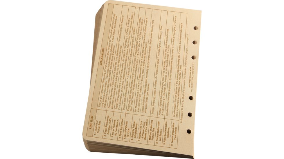 Rite in the Rain LOOSE LEAF - TAN - 9 LINE MEDEVAC, Tan, 4 5/8 x 7 952T