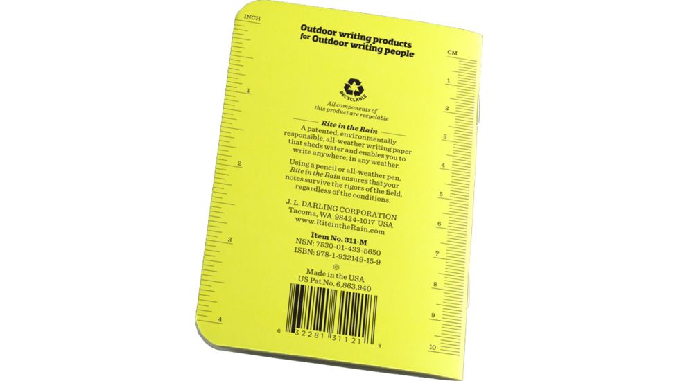 Rite in the Rain STAPLED MINI-NOTEBOOK - LEVEL, Yellow, 3 1/4 x 4 5/8 311-M
